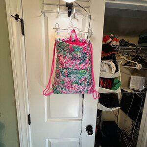 NWOT Lilly Pulitzer Quilted Drawstring Backpack Workout Bag Plus BONUS
